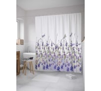 Штора (занавеска) для ванной JoyArty "Стрекозы над полевыми цветами" из сатена, 180х200 см с крючками, sc_28426