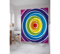 Штора (занавеска) для ванной JoyArty "Скопление колец" из сатена, 180х200 см с крючками, sc_28463