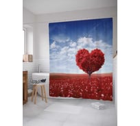 Штора (занавеска) для ванной JoyArty "Долина любви" из сатена, 180х200 см с крючками, sc_2746