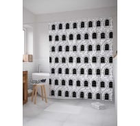 Штора (занавеска) для ванной JoyArty "Окна в средневековых замках" из сатена, 180х200 см с крючками, sc_28210