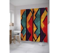 Штора (занавеска) для ванной JoyArty "Красочные зигзаги и полосы" из сатена, 180х200 см с крючками, sc_28200
