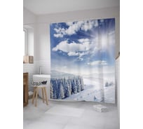 Штора (занавеска) для ванной JoyArty "Зимняя сказка" из сатена, 180х200 см с крючками, sc_28159