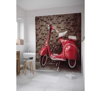 Штора (занавеска) для ванной JoyArty "Красный скутер" из сатена, 180х200 см с крючками, sc_28154