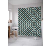 Штора (занавеска) для ванной JoyArty "Крупные и мелкие ромашки" из сатена, 180х200 см с крючками, sc_28718