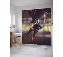 Штора (занавеска) для ванной JoyArty "Ночной полет" из сатена, 180х200 см с крючками, sc_28144