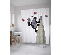 Штора (занавеска) для ванной JoyArty "Кинг конг жив" из сатена, 180х200 см с крючками, sc_28167