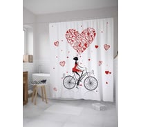 Штора (занавеска) для ванной JoyArty "Романтика и прогулка" из сатена, 180х200 см с крючками, sc_28153