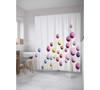 Штора (занавеска) для ванной JoyArty "Красочные воздушные шары" из сатена, 180х200 см с крючками, sc_28134