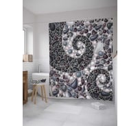 Штора (занавеска) для ванной JoyArty "Щупальцы осьминога и галька" из сатена, 180х200 см с крючками, sc_28171