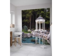 Штора (занавеска) для ванной JoyArty "Альтанка над водой" из сатена, 180х200 см с крючками, sc_28118