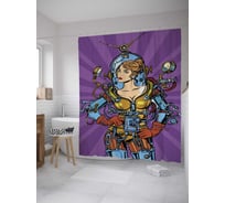 Штора (занавеска) для ванной JoyArty "Девушка космонавт" из сатена, 180х200 см с крючками, sc_28128