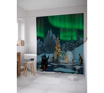 Штора (занавеска) для ванной JoyArty "Любители сияния" из сатена, 180х200 см с крючками, sc_29282