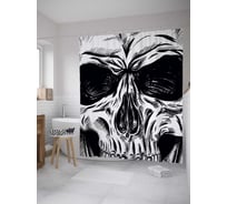 Штора (занавеска) для ванной JoyArty "Глазницы черепа" из сатена, 180х200 см с крючками, sc_28860