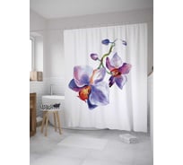 Штора (занавеска) для ванной JoyArty "Ветка орхидеи" из сатена, 180х200 см с крючками, sc_28871