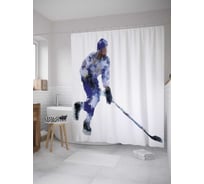 Штора (занавеска) для ванной JoyArty "Стелс хоккеист" из сатена, 180х200 см с крючками, sc_28865