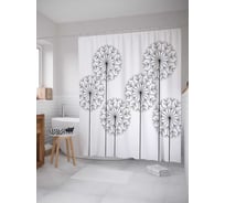 Штора (занавеска) для ванной JoyArty "Геометрический одуванчик" из сатена, 180х200 см с крючками, sc_29078