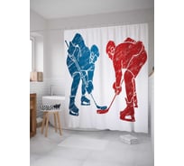 Штора (занавеска) для ванной JoyArty "Напряженный момент" из сатена, 180х200 см с крючками, sc_29065