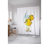 Штора (занавеска) для ванной JoyArty "Рыбки немо" из сатена, 180х200 см с крючками, sc_29084