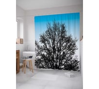 Штора (занавеска) для ванной JoyArty "Ветвистое дерево" из сатена, 180х200 см с крючками, sc_29082