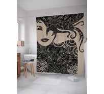 Штора (занавеска) для ванной JoyArty "Ажуры в портрете" из сатена, 180х200 см с крючками, sc_29012