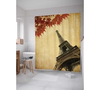 Штора (занавеска) для ванной JoyArty "Парижские высоты" из сатена, 180х200 см с крючками, sc_2715
