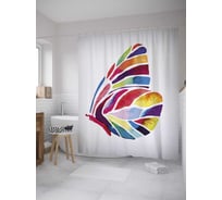 Штора (занавеска) для ванной JoyArty "Радужная бабочка" из сатена, 180х200 см с крючками, sc_27941