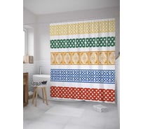 Штора (занавеска) для ванной JoyArty "Греческие орнаменты" из сатена, 180х200 см с крючками, sc_28136