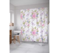 Штора (занавеска) для ванной JoyArty "Цветочные сферы" из сатена, 180х200 см с крючками, sc_29398
