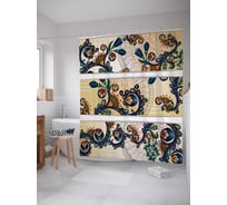 Штора (занавеска) для ванной JoyArty "Узорчатые цветы" из сатена, 180х200 см с крючками, sc_16923