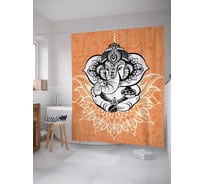 Штора (занавеска) для ванной JoyArty "Ганеша на цветке" из сатена, 180х200 см с крючками, sc_16865