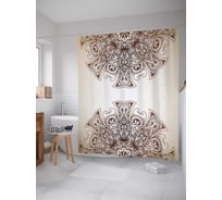 Штора (занавеска) для ванной JoyArty "Раздел мандалы" из сатена, 180х200 см с крючками, sc_29426
