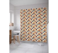 Штора (занавеска) для ванной JoyArty "Геометрическая вертикаль" из сатена, 180х200 см с крючками, sc_28765