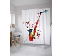 Штора (занавеска) для ванной JoyArty "Эстрадная музыка" из сатена, 180х200 см с крючками, sc_27880