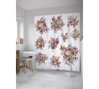 Штора (занавеска) для ванной JoyArty "Букет с розами" из сатена, 180х200 см с крючками, sc_28052