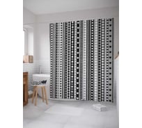 Штора (занавеска) для ванной JoyArty "Серые полосы" из сатена, 180х200 см с крючками, sc_29418