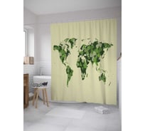 Штора (занавеска) для ванной JoyArty "Трилистники на карте" из сатена, 180х200 см с крючками, sc_28816