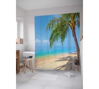 Штора (занавеска) для ванной JoyArty "На лазурном берегу" из сатена, 180х200 см с крючками, sc_29164