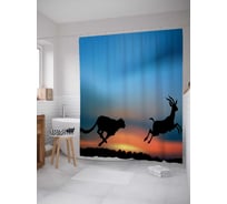 Штора (занавеска) для ванной JoyArty "Охота на рассвете" из сатена, 180х200 см с крючками, sc_29503