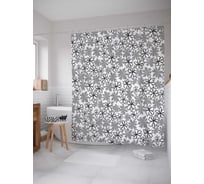 Штора (занавеска) для ванной JoyArty "Цветочные снежинки" из сатена, 180х200 см с крючками, sc_29404