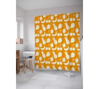 Штора (занавеска) для ванной JoyArty "Фруктовые облака" из сатена, 180х200 см с крючками, sc_29401