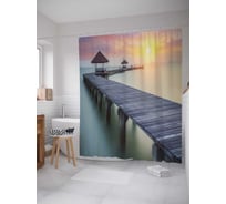 Штора (занавеска) для ванной JoyArty "Морские тропы" из сатена, 180х200 см с крючками, sc_29150