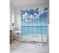 Штора (занавеска) для ванной JoyArty "Лазурный берег" из сатена, 180х200 см с крючками, sc_28376