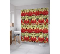 Штора (занавеска) для ванной JoyArty "Цветы пламени" из сатена, 180х200 см с крючками, sc_16931