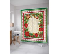 Штора (занавеска) для ванной JoyArty "Рождественская рамка" из сатена, 180х200 см с крючками, sc_29342