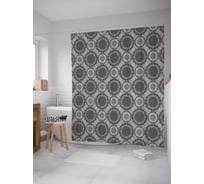 Штора (занавеска) для ванной JoyArty "Коричневый орнамент" из сатена, 180х200 см с крючками, sc_29353