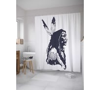 Штора (занавеска) для ванной JoyArty "Портрет индейца ретро" из сатена, 180х200 см с крючками, sc_28320