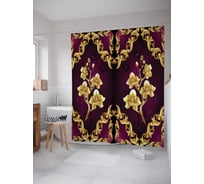 Штора (занавеска) для ванной JoyArty "Золотые орхидеи" из сатена, 180х200 см с крючками, sc_2675