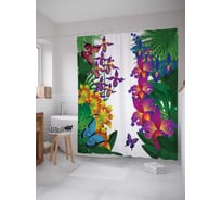 Штора (занавеска) для ванной JoyArty "Цветочная аллея" из сатена, 180х200 см с крючками, sc_2863
