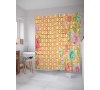 Штора (занавеска) для ванной JoyArty "Украсьте жизнь цветами" из сатена, 180х200 см с крючками, sc_16932