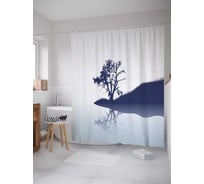 Штора (занавеска) для ванной JoyArty "Дерево на мысе" из сатена, 180х200 см с крючками, sc_29237